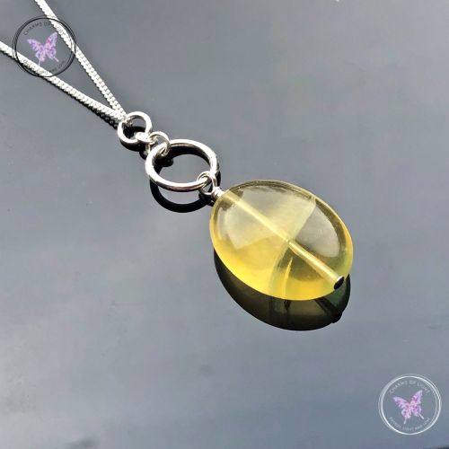 Yellow Fluorite Silver Hoop Pendant Necklace